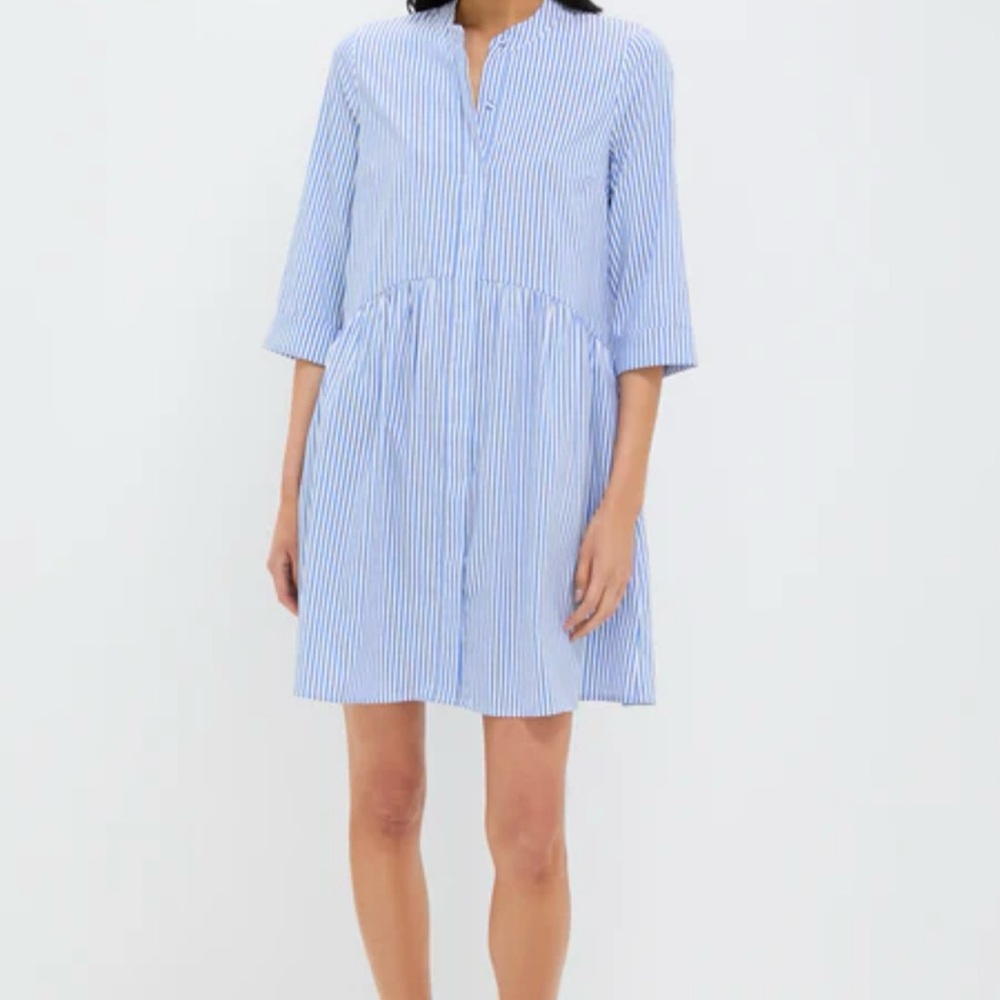 Tuckernuck Blue and White Striped Mini Shirt Dress